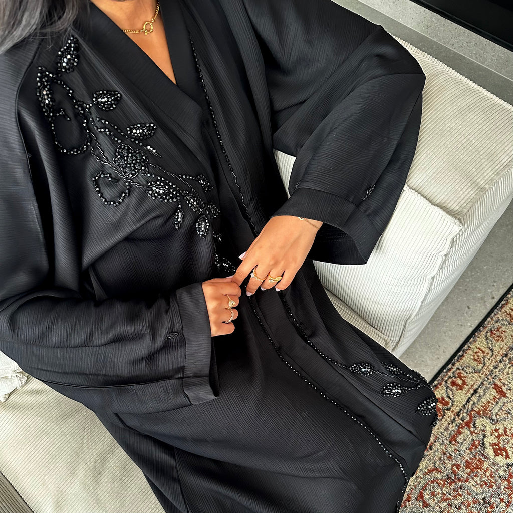 FEUILLAGE PEARL BLACK ABAYA
