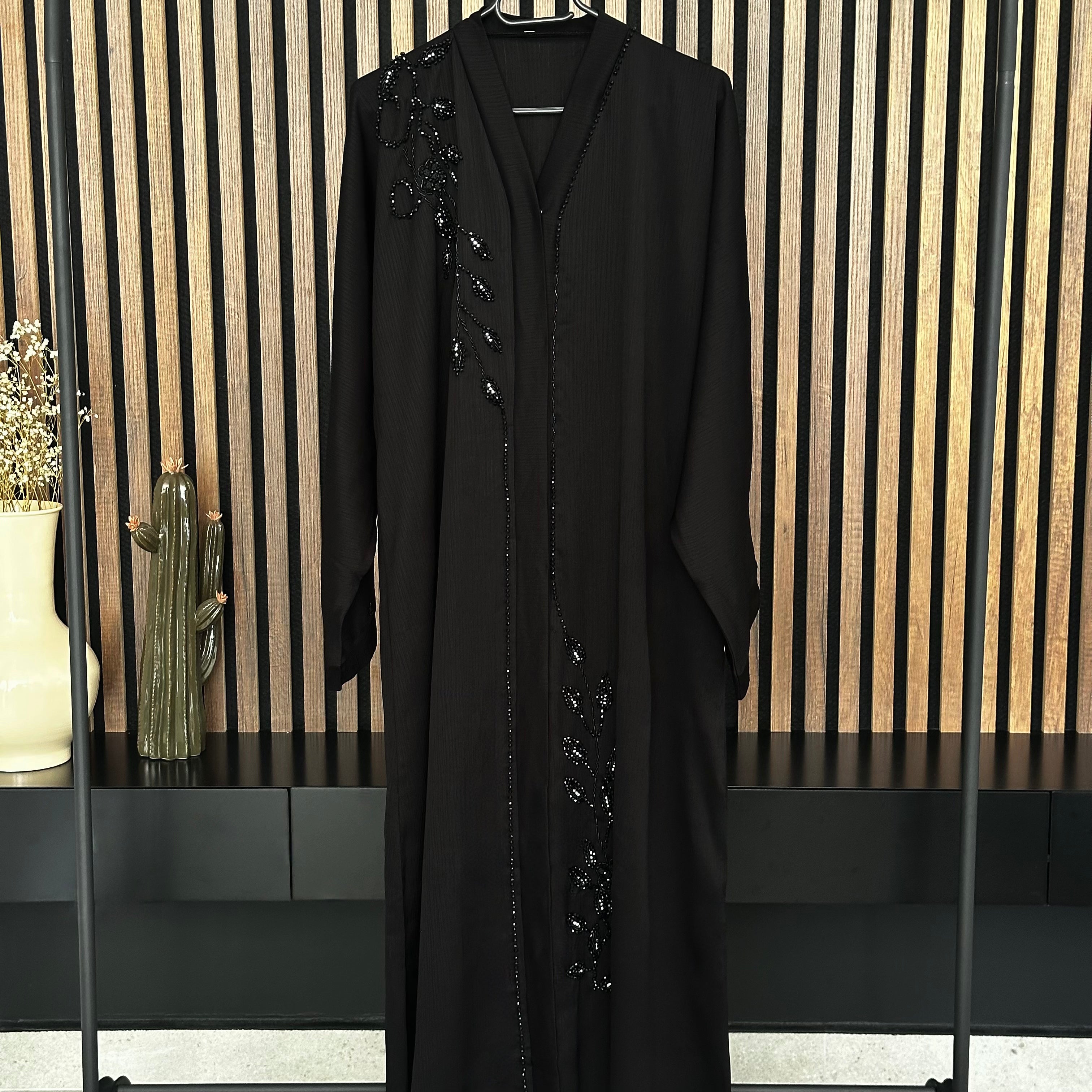 FEUILLAGE PEARL BLACK ABAYA