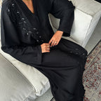 FEUILLAGE PEARL BLACK ABAYA