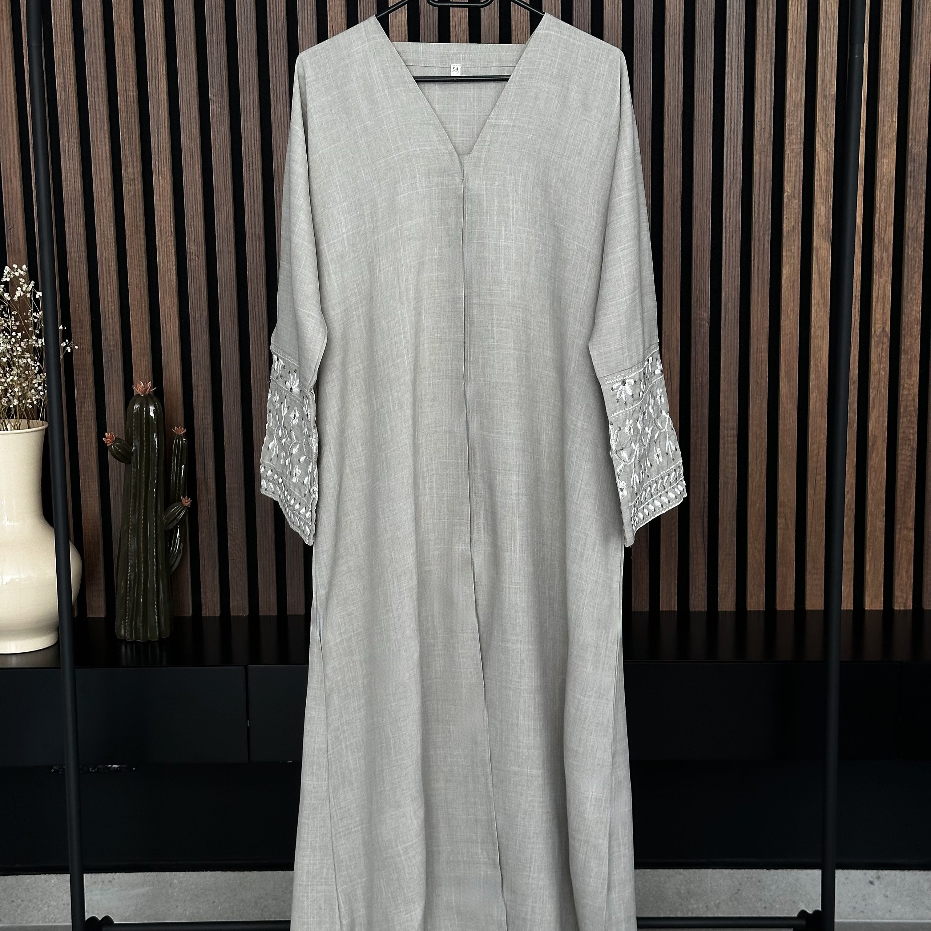 CREAM LIN BRODÉE ABAYA