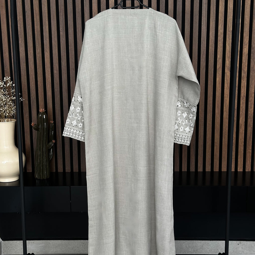 CREAM LIN BRODÉE ABAYA