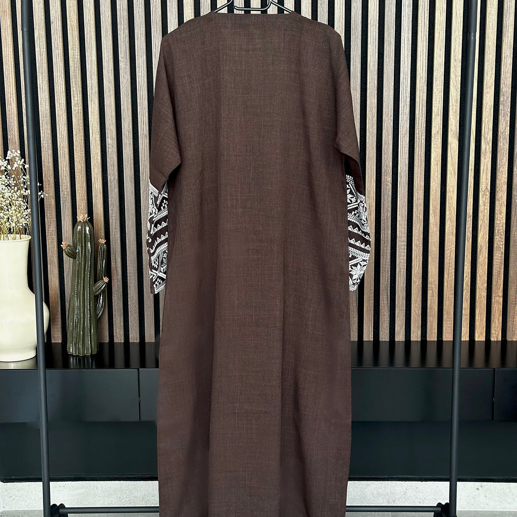 CHOCOLATE LIN BRODÉE ABAYA